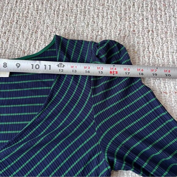 ANTHROPOLOGIE MAEVE Flores Blue Green Ribbed Striped Midi Dress Medium - Picture 8 of 15